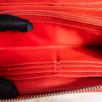 Coach red and cream heart-print PVC full zip long wallet, view 4