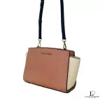 Michael Kors colour block pinkish brown and cream Saffiano leather shoulder bag, view 3