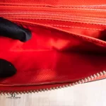Coach red and cream heart-print PVC full zip long wallet, view 3