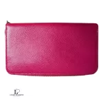 Furla magenta pebbled leather long full zip wallet, view 9