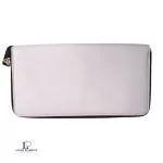Coach white and light brown cross-grain leather accordion long zip wallet, view 7