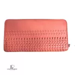 Coach salmon pink weave-style leather long full zip wallet, view 11