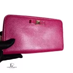 Furla magenta pebbled leather long full zip wallet, view 10