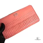 Coach salmon pink weave-style leather long full zip wallet, view 10