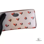 Coach red and cream heart-print PVC full zip long wallet, view 2