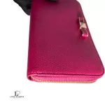 Furla magenta pebbled leather long full zip wallet, view 8