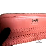 Coach salmon pink weave-style leather long full zip wallet, view 9