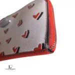 Coach red and cream heart-print PVC full zip long wallet, view 14