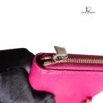 Furla magenta pebbled leather long full zip wallet, view 7