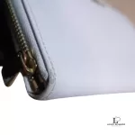 Furla light grey leather long zip wallet, view 5