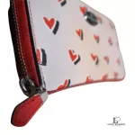 Coach red and cream heart-print PVC full zip long wallet, view 13
