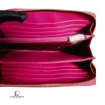 Furla magenta pebbled leather long full zip wallet, view 6