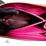 Furla magenta pebbled leather long full zip wallet, view 5