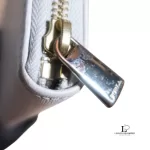 Furla light grey leather long zip wallet, view 7