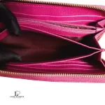 Furla magenta pebbled leather long full zip wallet, view 4