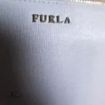 Furla light grey leather long zip wallet, view 8
