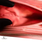Coach salmon pink weave-style leather long full zip wallet, view 4