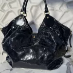 Louis Vuitton Limited Edition Mahina Surya XL black perforated patent leather hobo bag M95796, view 3