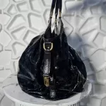 Louis Vuitton Limited Edition Mahina Surya XL black perforated patent leather hobo bag M95796, view 5