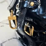 Louis Vuitton Limited Edition Mahina Surya XL black perforated patent leather hobo bag M95796, view 9