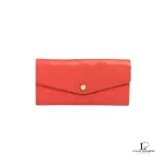 Pre-loved Louis Vuitton Monogram Amplant Empreinte red orange long wallet M60302, front view – secondhand designer, NZ