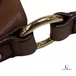 Furla chocolate brown leather baguette bag, view 4