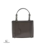 Pre-loved Christian Dior Maris Pearl greyish brown smooth leather handbag, front view – secondhand designer, NZ