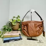 Furla chocolate brown leather baguette bag, view 7
