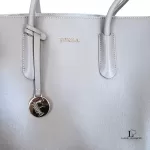 Furla greyish brown leather career handbag, view 19