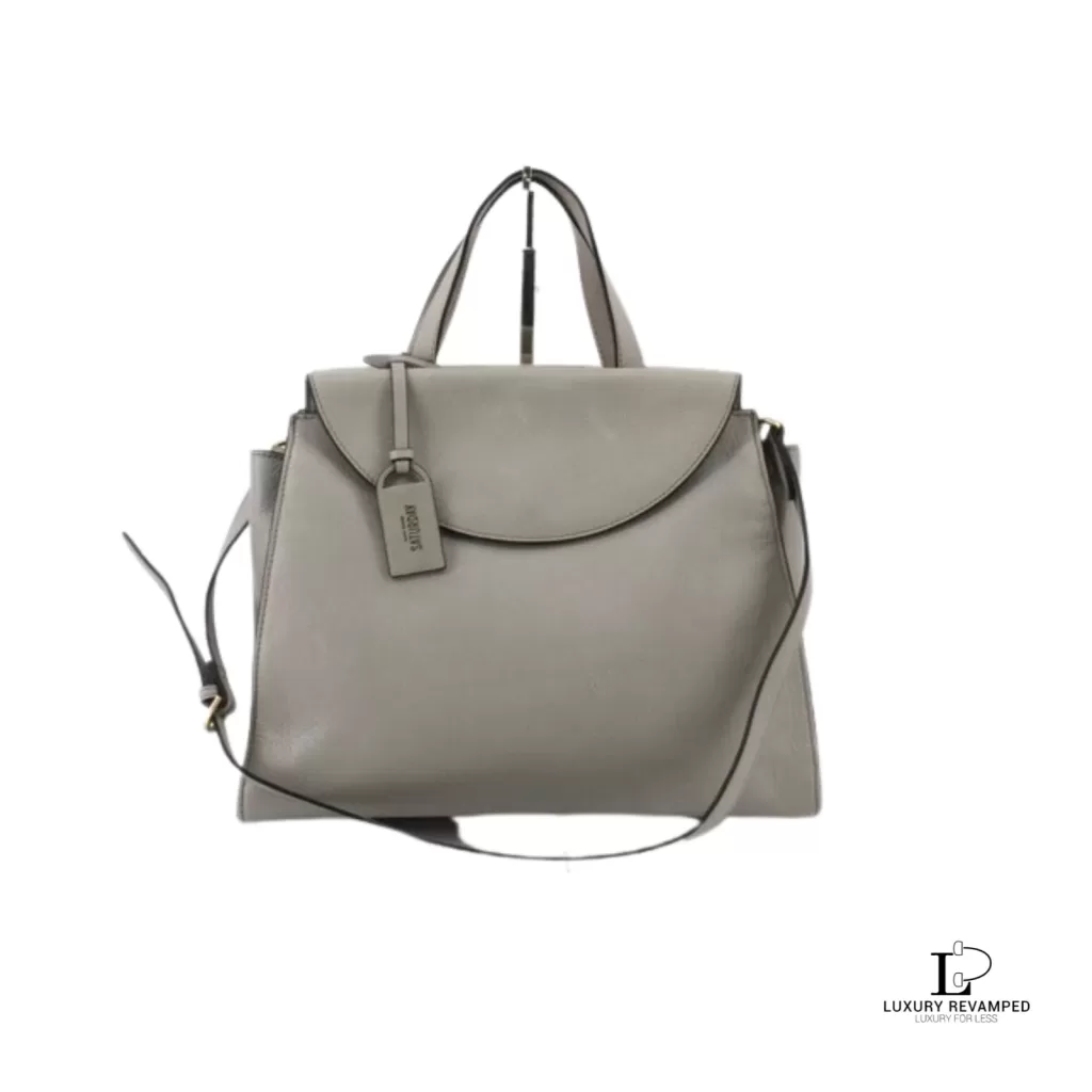 Pre-loved Kate Spade Saturday grey leather two-way career bag, front view – secondhand designer, NZ
