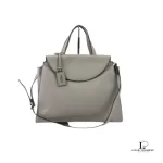 Pre-loved Kate Spade Saturday grey leather two-way career bag, front view – secondhand designer, NZ