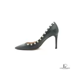 Valentino Garavani Rock Stud black leather heeled pumps, size 36.5, view 3
