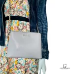 Furla grey Saffiano leather chain crossbody bag, view 12