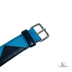 Prada black and blue two-tone leather belt, size 90, view 4