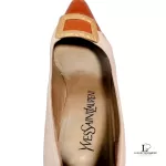 Yves Saint Laurent beige and tan two-tone leather heeled pumps, size 35.5, view 9