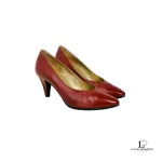 Pre-loved Yves Saint Laurent brown leather heeled pumps, size 35.5, front view – secondhand designer, NZ