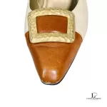Yves Saint Laurent beige and tan two-tone leather heeled pumps, size 35.5, view 11