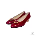 Salvatore Ferragamo maroon leather court shoes, size US 6, view 2