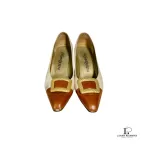 Yves Saint Laurent beige and tan two-tone leather heeled pumps, size 35.5, view 4