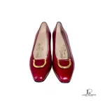 Salvatore Ferragamo maroon leather court shoes, size US 6, view 3