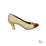 Yves Saint Laurent beige and tan two-tone leather heeled pumps, size 35.5, view 7