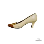 Yves Saint Laurent beige and tan two-tone leather heeled pumps, size 35.5, view 5