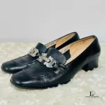 Salvatore Ferragamo black calf leather loafers, size US 4.5, view 2