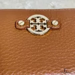 Tory Burch tan leather full zip compact card wallet, view 8