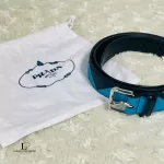 Prada black and blue two-tone leather belt, size 90, view 8