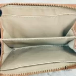 Tory Burch tan leather full zip compact card wallet, view 3