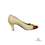 Yves Saint Laurent beige and tan two-tone leather heeled pumps, size 35.5, view 8