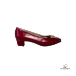 Salvatore Ferragamo maroon leather court shoes, size US 6, view 5