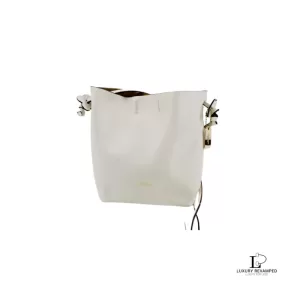 Pre-loved Coach off white cross-grained leather bucket-type shoulder bag, front view – secondhand designer, NZ