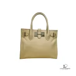 Pre-loved Furla beige and nude soft leather petite satchel bag, front view – secondhand designer, NZ